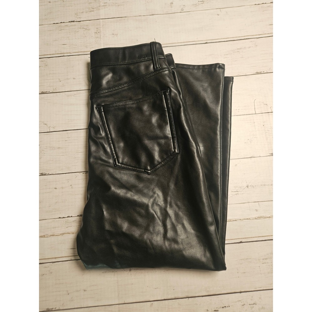 Abercrombie Vegan Leather Pants Womens 4 Black Ultra High Rise Ankle Straight